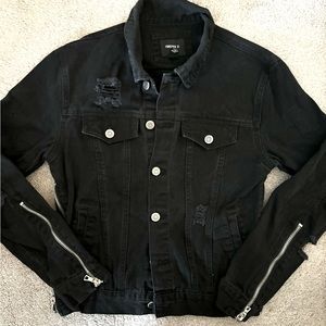 Mean forever 21 black denim zipper jacket
